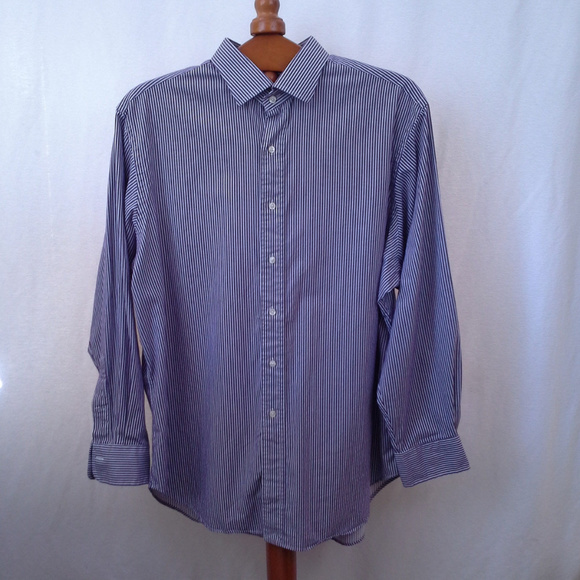 POLO by Ralph Lauren REGENT CLASSIC FIT wide collar long sleeve cotton check shirt, men's size XL cotton blue type Vintage Second Hand main image 1